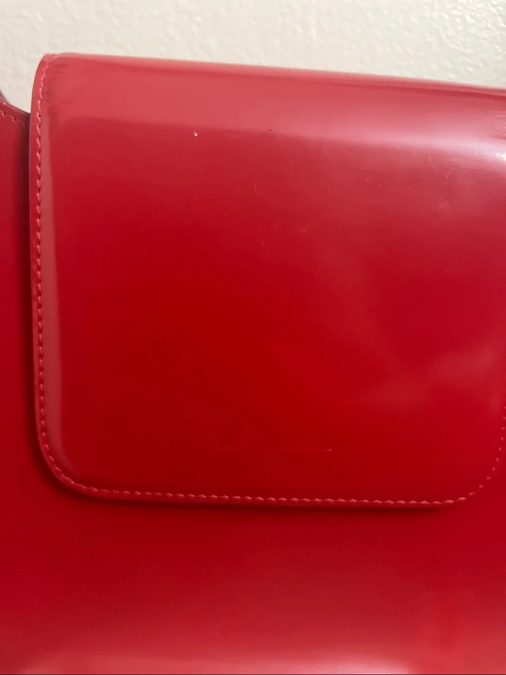 Red Leather medium structured Lancel Shoulder Bag